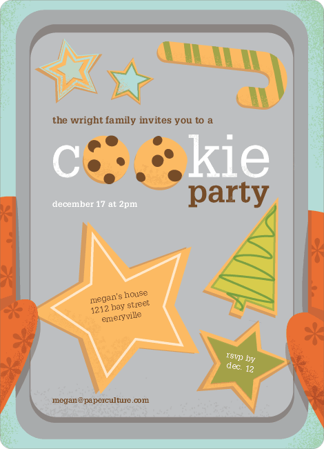 Cookie Party Holiday Invitations - Papaya