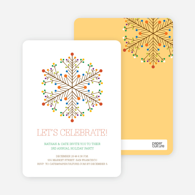 Dotted Snowflake Holiday Invitations - Chocolate