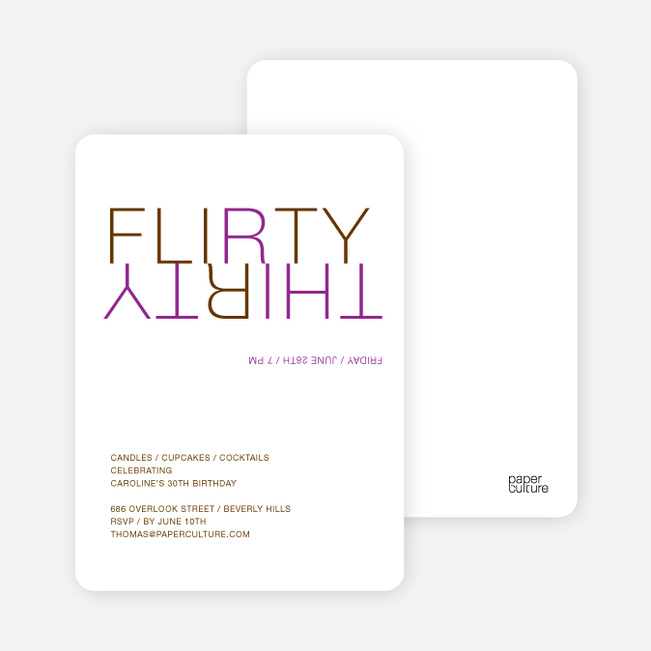 Flirty Thirty – 30th Birthday Invitation - Purple