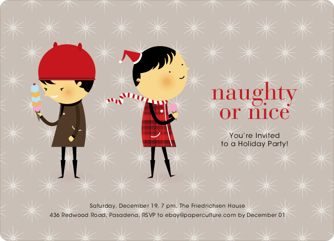 Naughty or Nice Holiday Party Invitations - Ash