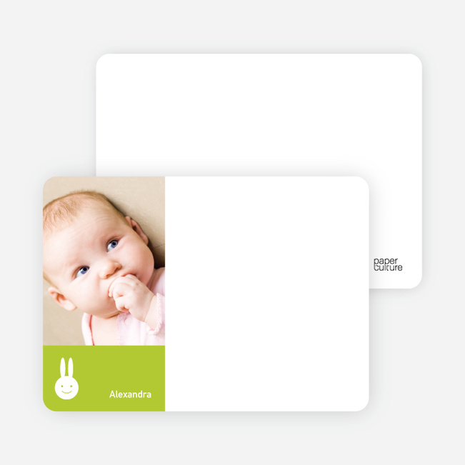 Not Bugs Bunny, Far Cuter Personalized Photo Card Stationery - Lime Green