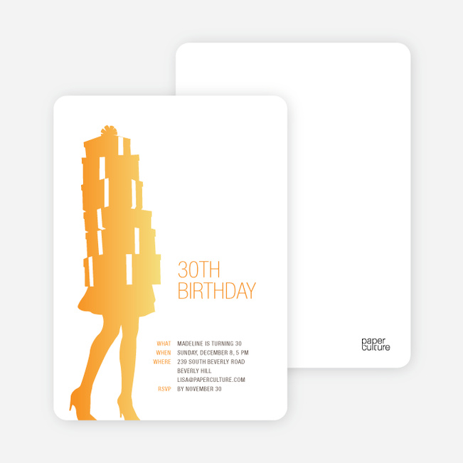 Shopaholic Grown Up Birthday Invitations - Sunrise Orange