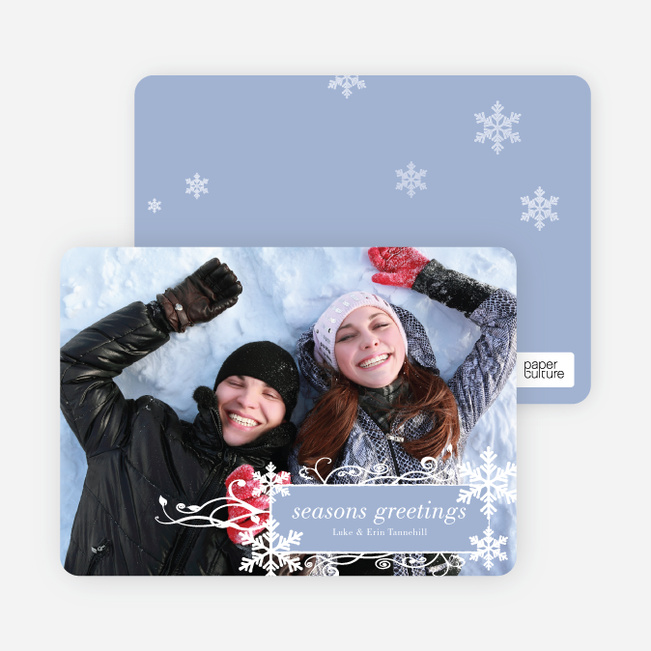 Snowflake Flourish Holiday Photo Cards - Celestial Blue