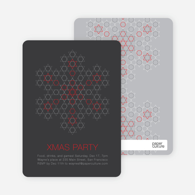 Starred Snowflake Holiday Invitations - Charcoal