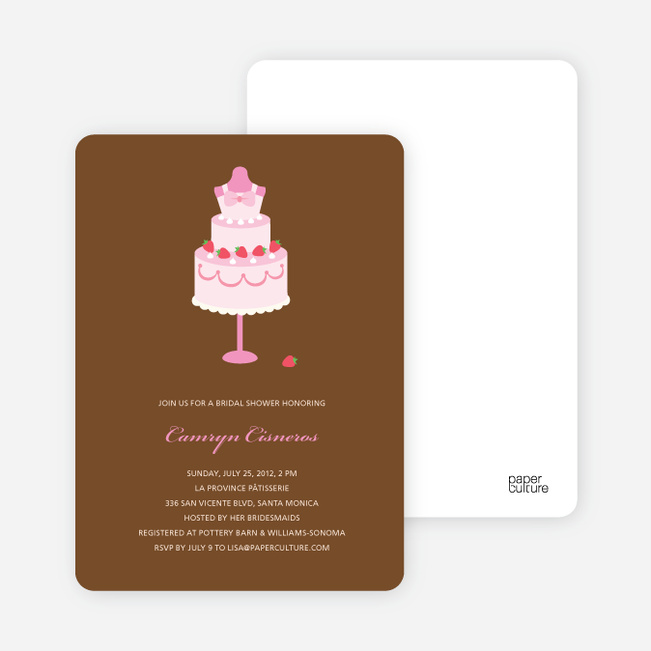 Wedding Dress Cake Shower Invitations - Cotton Candy Pink