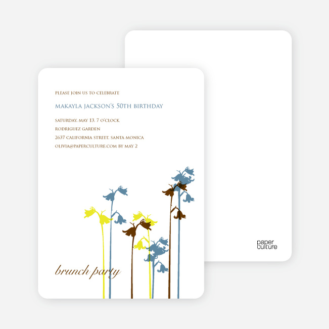 Wild Flower Invitation and Announcement - Steel Blue