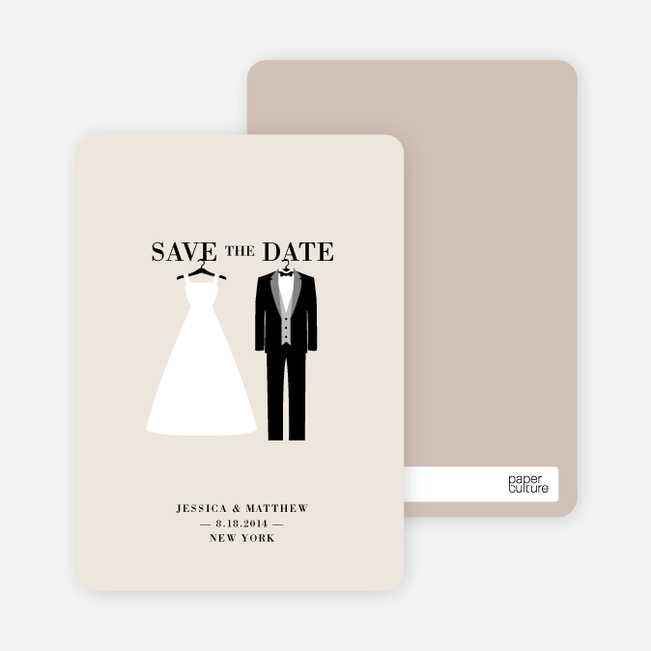 Wedding Dress and Tuxedo Save the Date Cards - Orange