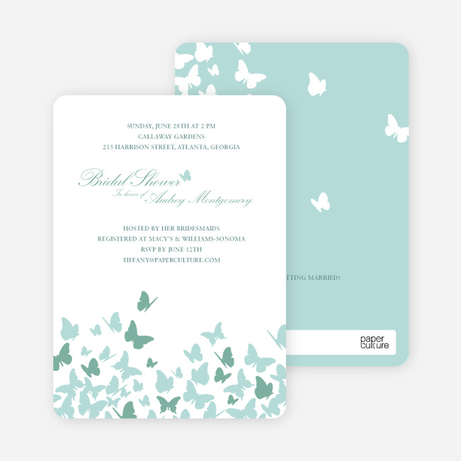 Butterfly Joy Wedding Shower Invitations - Aqua