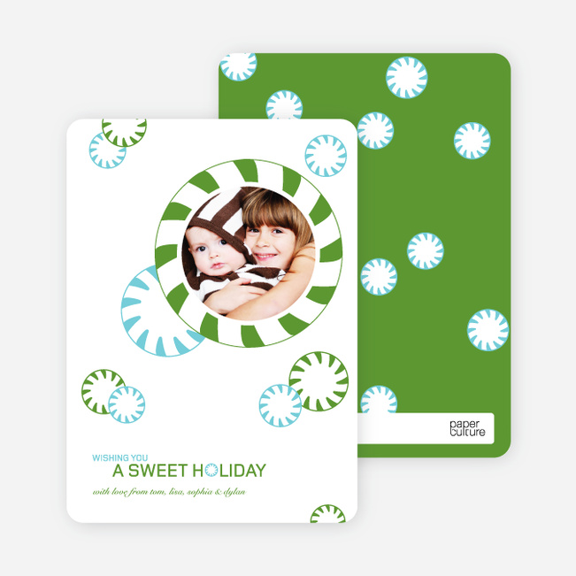 Candy Cane Christmas Photo Cards - Lime Green