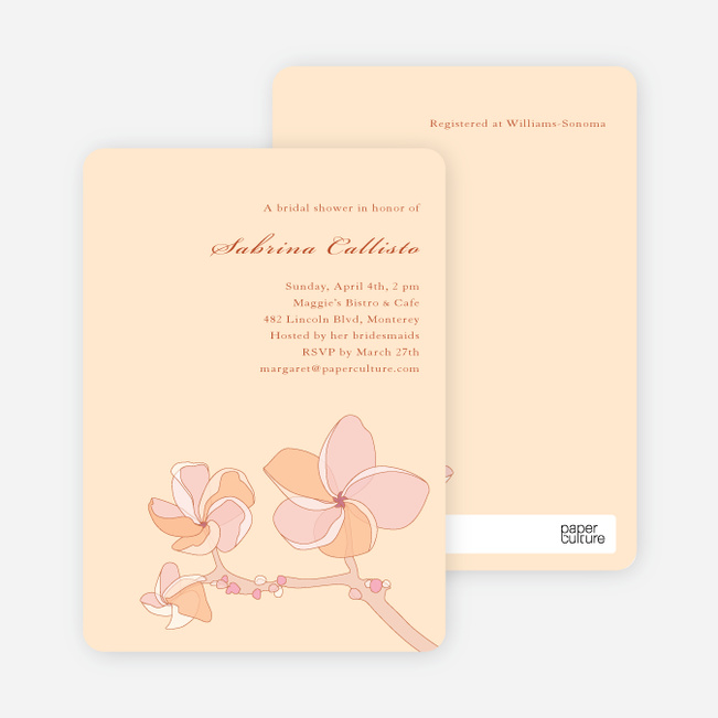 Elegant Flowers Bridal Shower Invitations - Sandy Tan