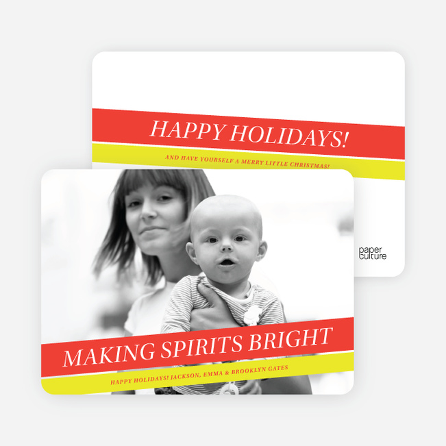 Making Spirits Bright Holiday Photo Cards - Tomato Red