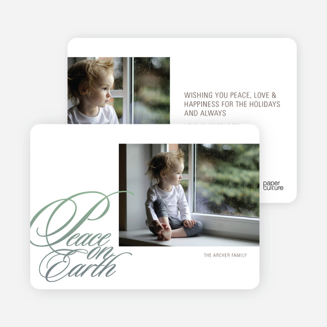 Peace on Earth Holiday Photo Cards - Celadon