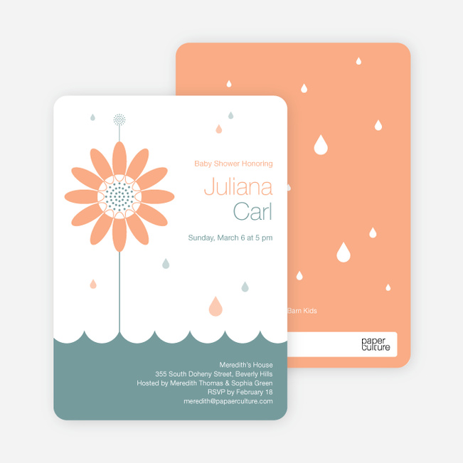 Spring Shower Bring May Flowers Baby Shower Invitations - Apricot