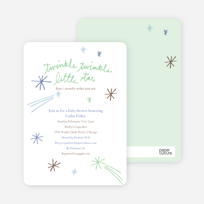 Twinkle, Little Star Baby Shower Invitations - Lime
