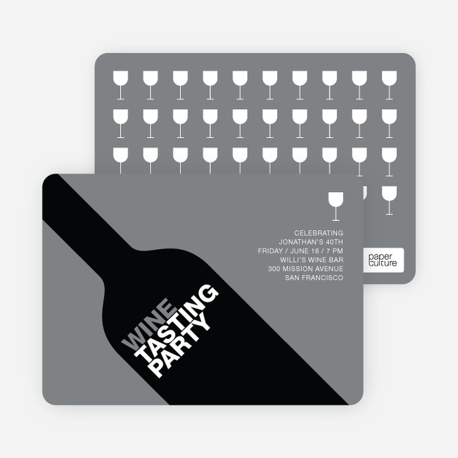 Wine Party Invitation - Grey