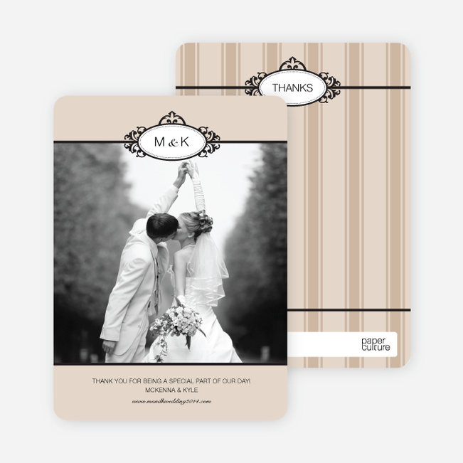Wedding Photo Thank You Cards – Classic - Latte