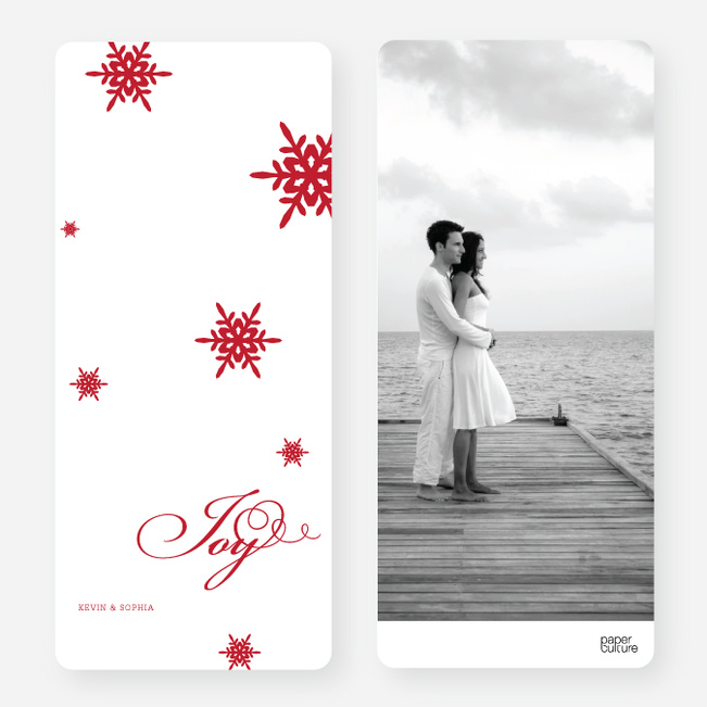 Falling Snowflakes Holiday Cards - Red