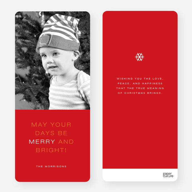May Your Days be Merry and Bright Christmas Cards - Red