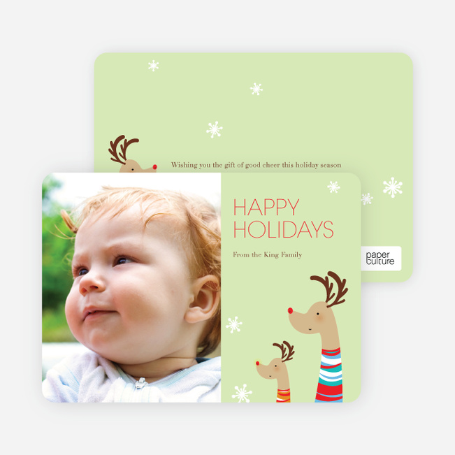 Fashionista Reindeer Happy Holidays Cards - Celery