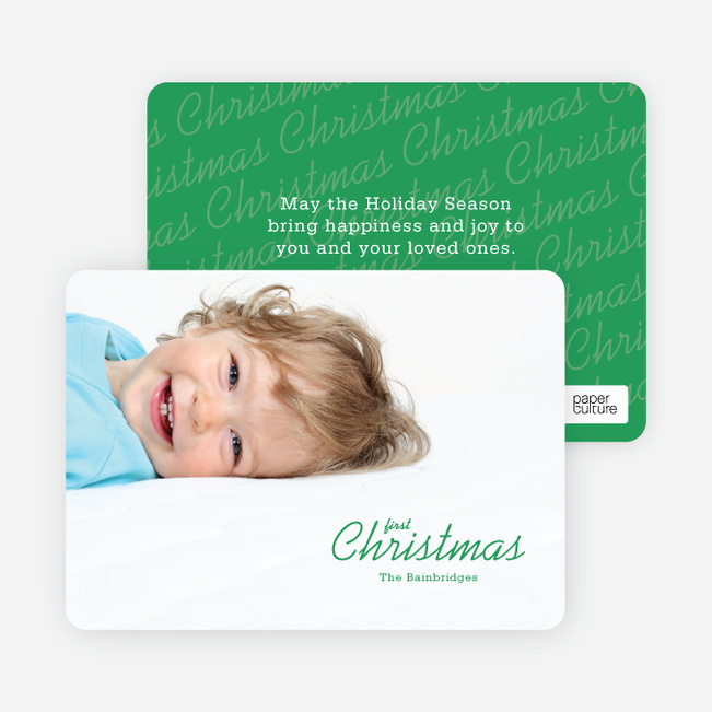 First Christmas Holiday Photo Cards - Green