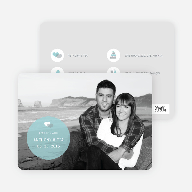 Wedding Icon Save the Date Cards - Baby Blue