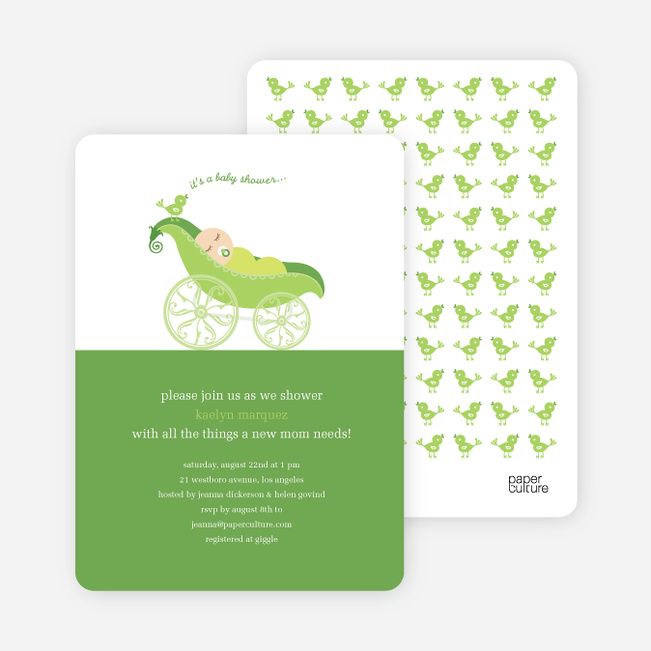 Pea in Pod Baby Shower Invitation - Wilderness Green