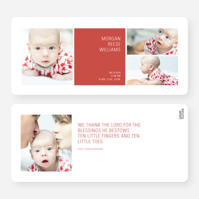 Boldly Modern Large Birth Announcements - Red