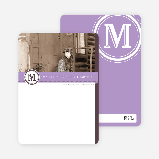 Monogram Photo Stationery - Purple