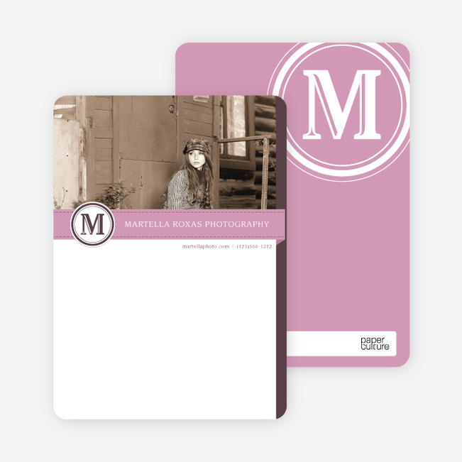 Monogram Photo Stationery - Pink