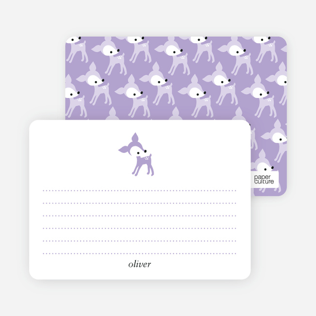Personal Stationery for Blue Deer 1st Birthday Invitation - Periwinkle