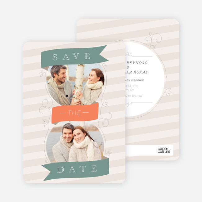 Ribbon Flourish Engagement Cards - Green