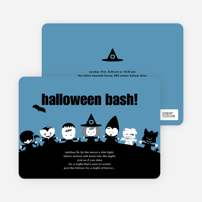 Monster Bash Halloween Party Invitations - Air Force Blue