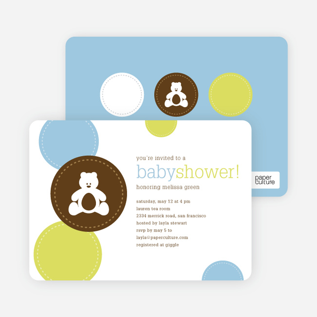 Teddy the Bear Baby Shower Invitations - Rich Brown