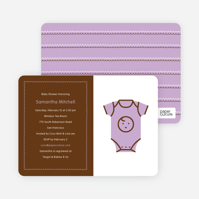 Purple Onesie Baby Shower Invitation - Lavender