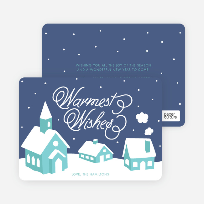 Peaceful Village Winter Wonderland: Warmest Wishes - Blue