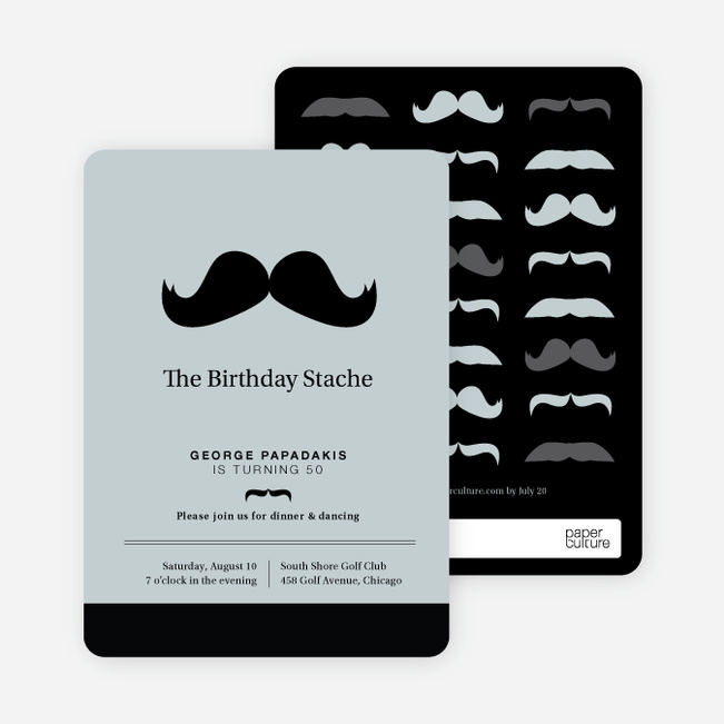 Movember Mustache Party Invitations - Black