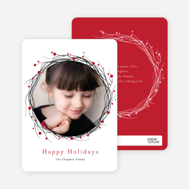 Berry Wreath Holiday Cards - Red