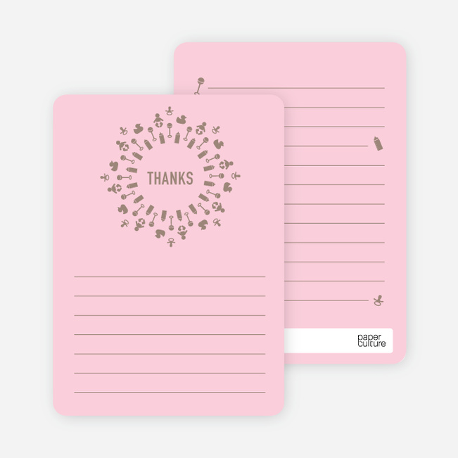 Baby Icon Burst Matching Thank You Cards - Pink Creampuff