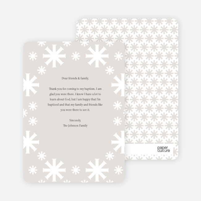 Note Cards: ‘Crossing Crosses Baptism Invitation’ cards. - Gray