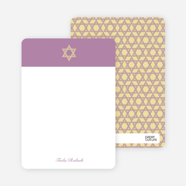 Note Cards: ‘Simple Star of David’ cards. - Lilac