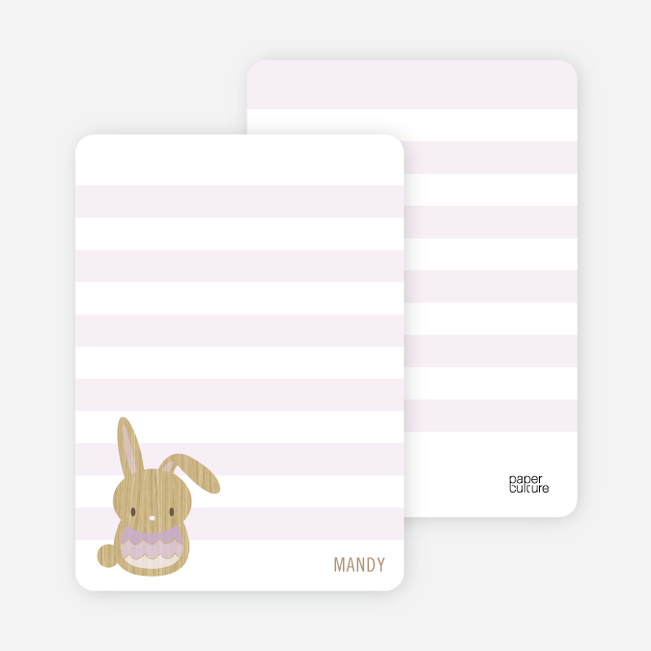 Woodblock Bunny Personal Stationery - Lilac