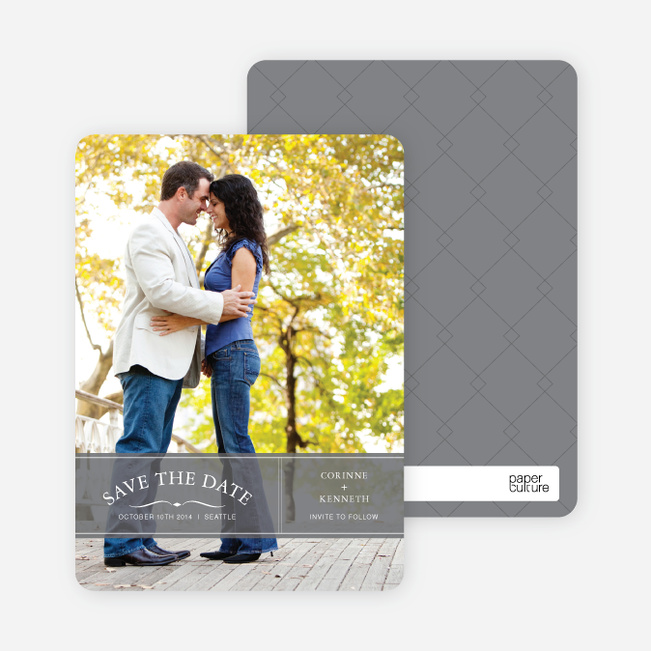 Banner Announcement Save the Date Photo Cards - Slate Grey