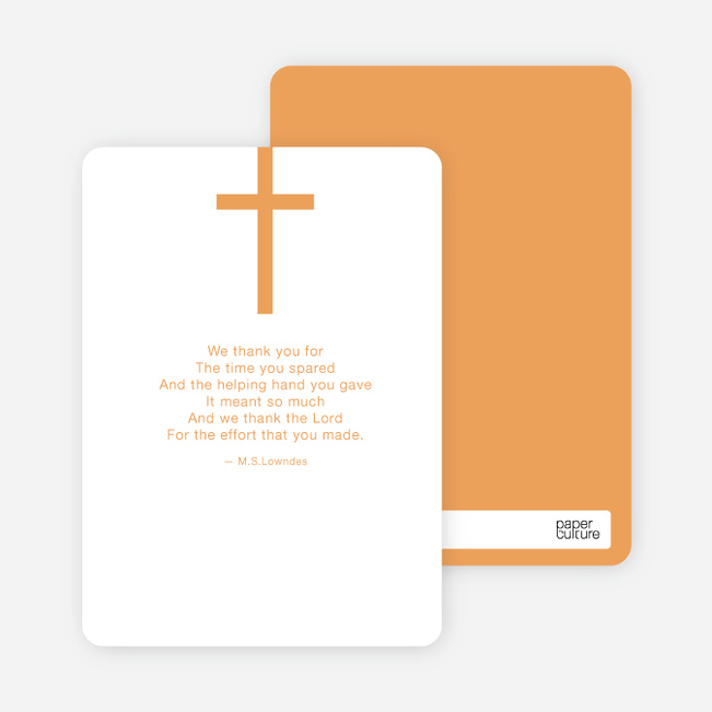 Stationery: ‘Simple Cross Baptism’ cards. - Orange