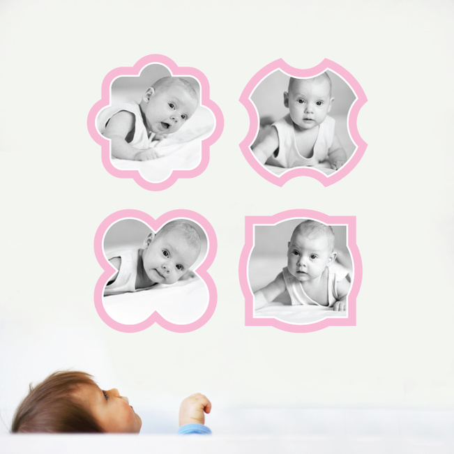 Fun, Modern Picture Frame Wall Decals - Pink