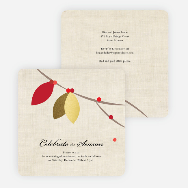 Gold Leaf Cards for the Holidays - Red