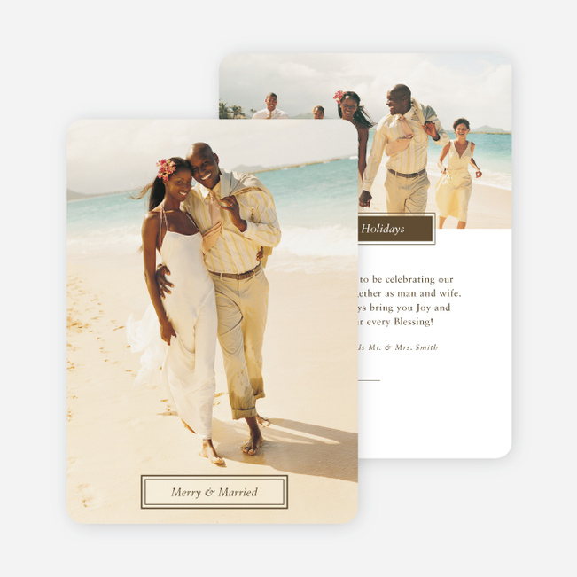 Merry & Married Holiday Cards for Newlyweds - Brown