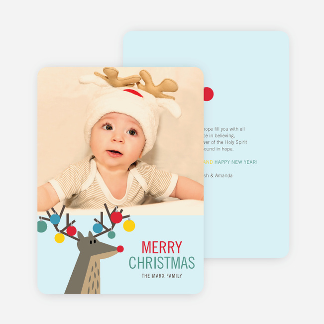 Ornament Reindeer Christmas Cards - Blue