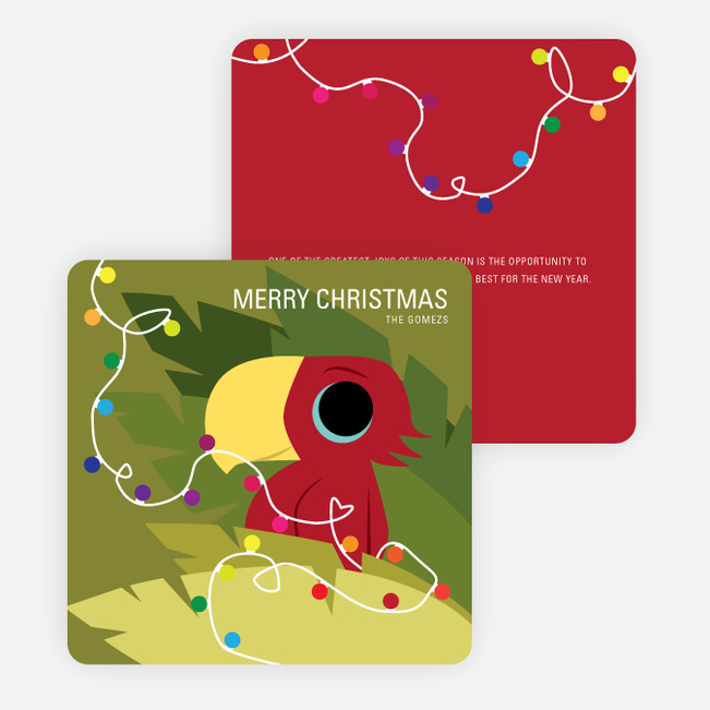 Parrot, Toucan or Cardinal Christmas Cards - Red