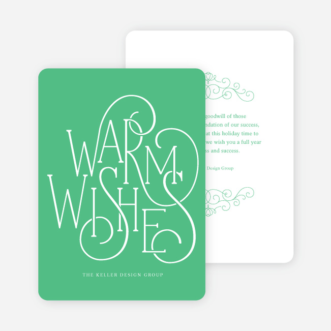 Fancy Christmas Cards with Warm Wishes - Green