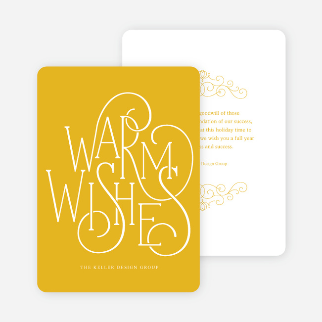 Fancy Christmas Cards with Warm Wishes - Yellow